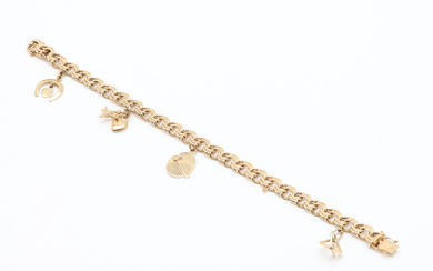 BRACELET, 18K gold with charms. Total weight approx. 21.57 g.