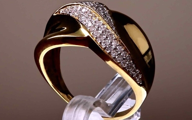 Bague en or jaune 18 kt ornée de diamants naturels pour 0.60ct