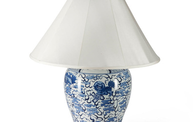 Blue and White Baluster Jar Mounted as Lamp, China, 20th/21st...