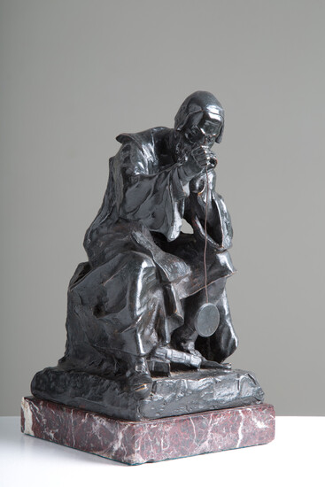 Bronze sculpture on a marble base. 19th century