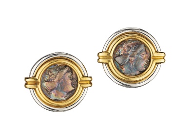 Bulgari, Pair of Ancient Coin and Gold Ear Clips, 'Monete'