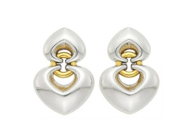 Bulgari Pair of Two-Color Gold 'Doppio Cuore' Earrings