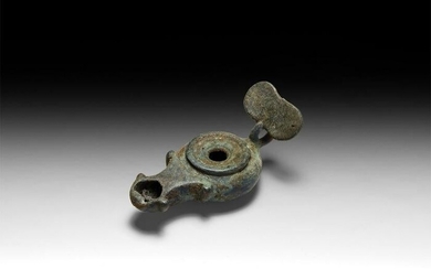 Byzantine Bronze Oil Lamp with Reflector