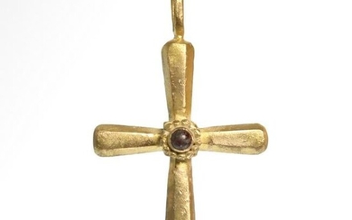 Byzantine Solid Gold and Garnet Cross, c. 10th-12th