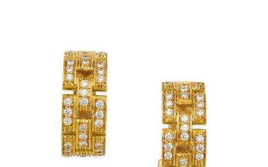 CARTIER | 18CT GOLD AND DIAMOND 'MAILLON PANTHERE' EARRINGS