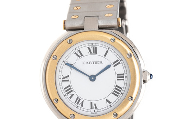 CARTIER, STAINLESS STEEL AND 18K YELLOW GOLD 'SANTOS RONDE' WATCH