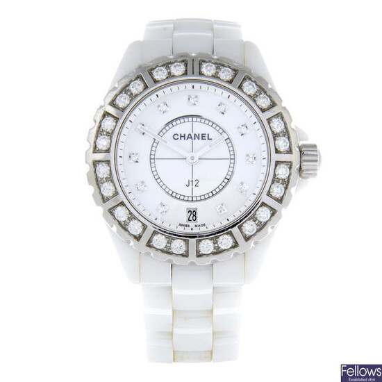 CHANEL - a mid-size ceramic J12 bracelet watch.