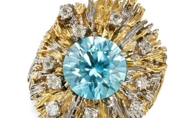 CHARLES DE TEMPLE, A VINTAGE BLUE ZIRCON AND DIAMOND