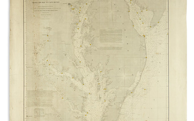 (CHARTS.) U.S. Coast Survey. General Chart of Delaware and Chesapeake Bays and the...