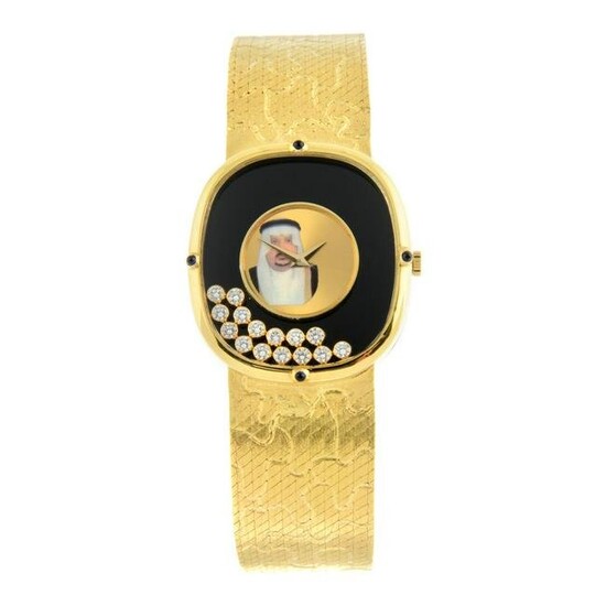 CHOPARD - a bracelet watch. Yellow metal case, stamped 18K 0,750. Case width 30mm. Numbered
