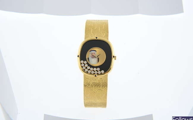 CHOPARD - a yellow metal diamond set bracelet watch, 30mm.