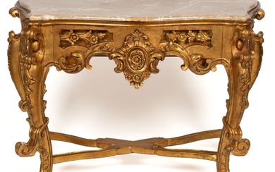 CONTINENTAL GILTWOOD MARBLE-TOPPED PIER CONSOLE TABLE