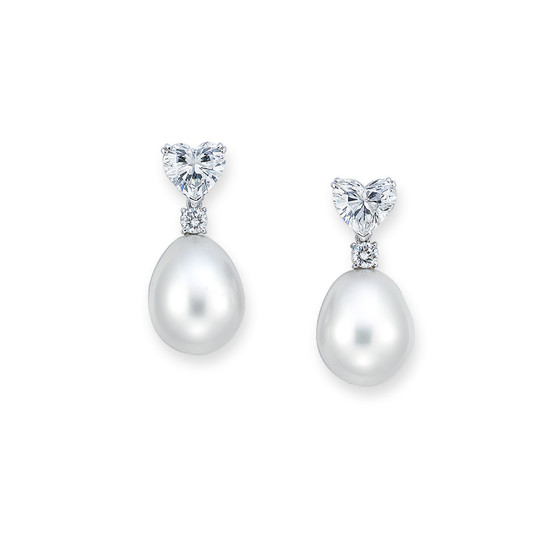 CULTURED PEARL AND DIAMOND EARRINGS