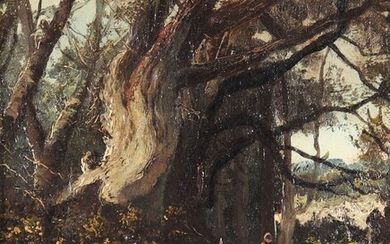 Camille MAGNUS (1850-?) "fagotière dans un sous bois"