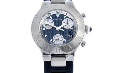 Cartier - a Chronoscaph 21 chronograph wrist watch, 38mm.