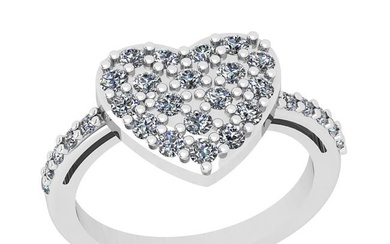 Certified 0.45 Ctw VS/SI1 Diamond 18K White Gold Heart Shape Promise Ring