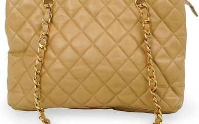 Chanel Beige Quilted Leather Shoulder Bag