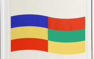 Charles Hinman, Blue, Green and Yellow Flag, Embossed