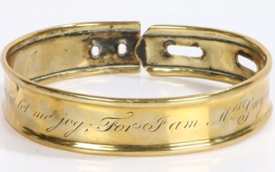 Charming early 19th Century brass dog collar, with the sentimental inscription 'Steal me not but let