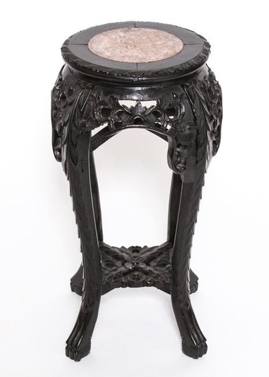 Chinese Carved Wood Side Table / Taboret