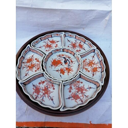Chinese Decorated Made In Hong Kong Serving Dish Fitted In W...