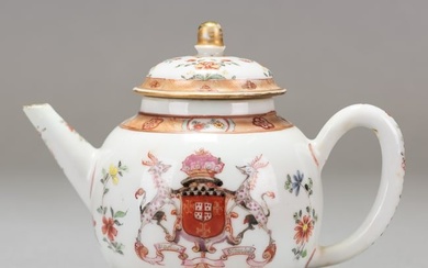 Chinese Export Porcelain Armorial Teapot, Verney and Heath, 18th Century