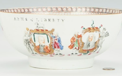 Chinese Export Porcelain Punch Bowl, Arms of Liberty