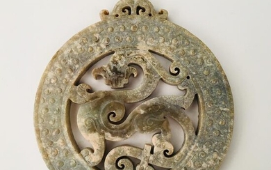 Chinese Jade 'Dragon' Pendant Openwork
