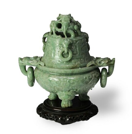 Chinese Jadeite Incense Burner, 19th Century