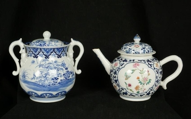 Antique Chinese Export Porcelain Teapot and Jar