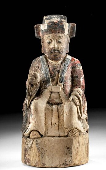 Chinese Qing Dynasty Polychrome Wood Reliquary Figure