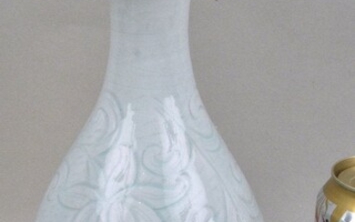 Chinese Qingbai Vase, Carved With Flower