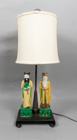 Chinese Sancai Porcelain Immortals Lamp