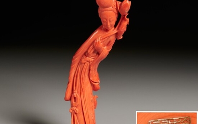 Chinese carved coral figure of immortal