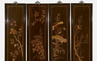 Chinese, inlaid panels, pair