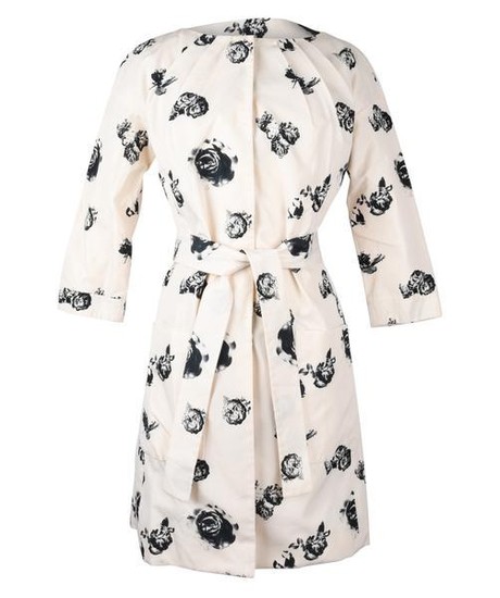 Christian Dior Dress / Coat Charcoal Flowers Belted
