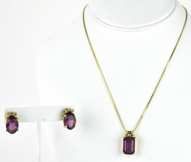 Christian Dior Faux Amethyst Necklace & Earrings