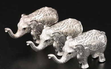 Christofle France Silver Plate Elephant Figurines
