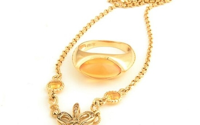 Citrine, Diamond, 14k Yellow Gold Jewelry Suite.