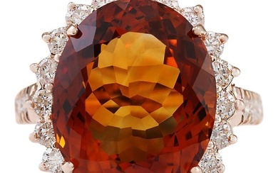 Citrine Diamond Ring 14K Rose Gold