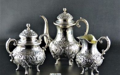 Coffee service, Centerpiece, three-part (1) - .900 silver - Europe - Mid 20th century