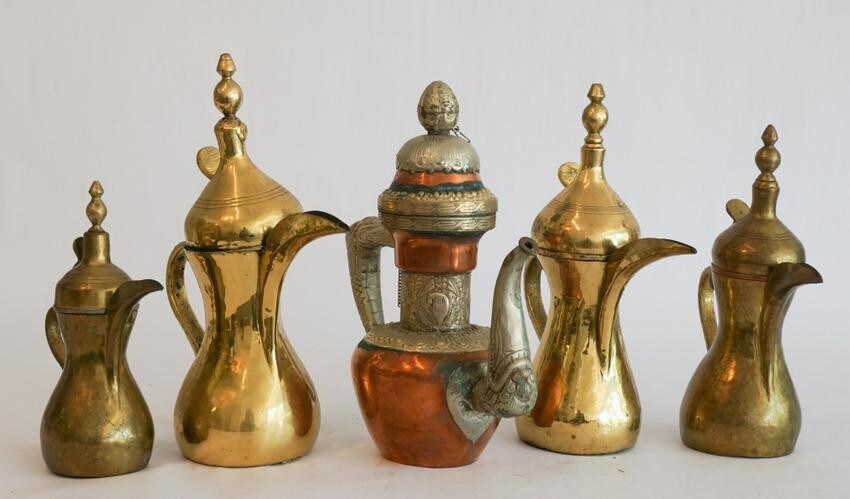 Collection Antique Persian Hand Forged Coffee Pots