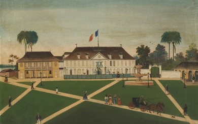 Colonial School, mid-19th Century, La Place du gouvernement and Hôtel du gouvernement, Cayenne; and La Place des Palmistes, Cayenne