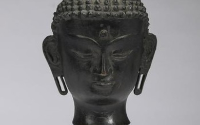 Contemporary cast bronze Buddha sculpture