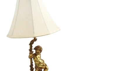Continental Gilt Bronze "Young Bacchus" Table Lamp