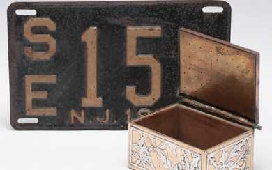 Copper and Brass Box with Sterling Silver Accents and New Jersey License Plate