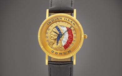 Corum A yellow gold and diamond-set coin watch, Circa 1990...