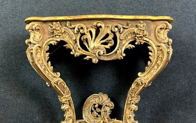 Curved Louis XV console in gilded wood on a lacquer background - Wood - 1900