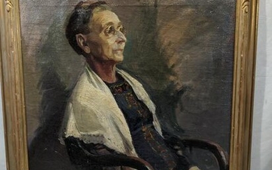 Cyril Ferring Old Woman in Chair Oil Painting Portrait