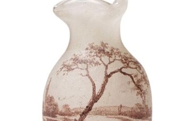 DAUM - Nancy "Paysage Lacustre" Vase miniature en verre de...